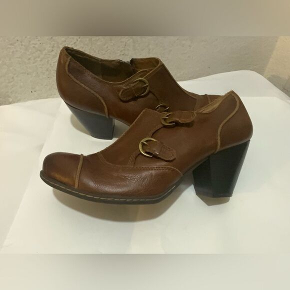 B.O.C by Born Double Monk Strap Heeled Ankle Bootie Size 10/42 - Picture 1 of 13